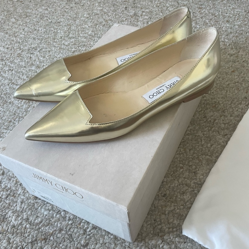 Jimmy Choo gold flats